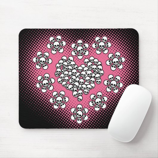 Skulls Herz und Blume Mousepad (Mit Mouse)
