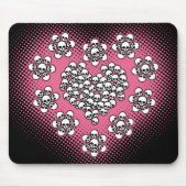 Skulls Herz und Blume Mousepad (Vorne)