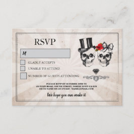 Skulls Hochzeit RSVP Skull Rose Rustikale Karten