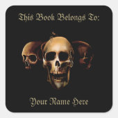 Skulls Human Black Buchzeichen Quadratischer Aufkleber (Vorderseite)