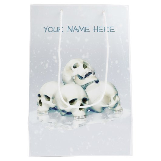 Skulls in the snow. Personalized Mittlere Geschenktüte (Rückseite)