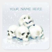 Skulls in the snow. Personalized Quadratischer Aufkleber (Vorderseite)