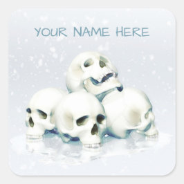 Skulls in the snow. Personalized Quadratischer Aufkleber