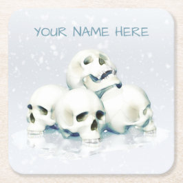 Skulls in the snow. Personalized Rechteckiger Pappuntersetzer