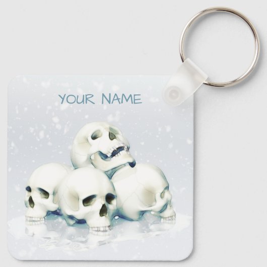 Skulls in the snow. Personalized Schlüsselanhänger (Rückseite)