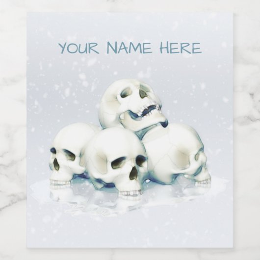 Skulls in the snow. Personalized Weinetikett (Einzelnes Label)