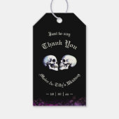 Skulls Lila gotische Gastgeschenk Hochzeit Geschenkanhänger (Vorderseite)