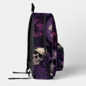 Skulls Lila Schwarze Flora Bedruckter Rucksack (Links)