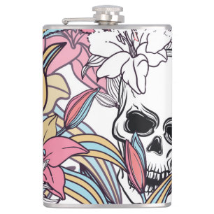 Skulls Lily Blume: Boho Vintag. Flachmann