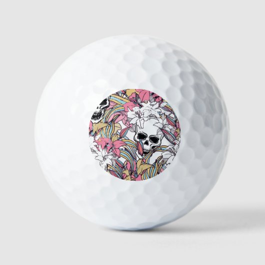 Skulls Lily Blume: Boho Vintag. Golfball (Vorderseite)