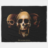 Skulls Mensch Schwarz Fleecedecke (Vorderseite (Horizontal))