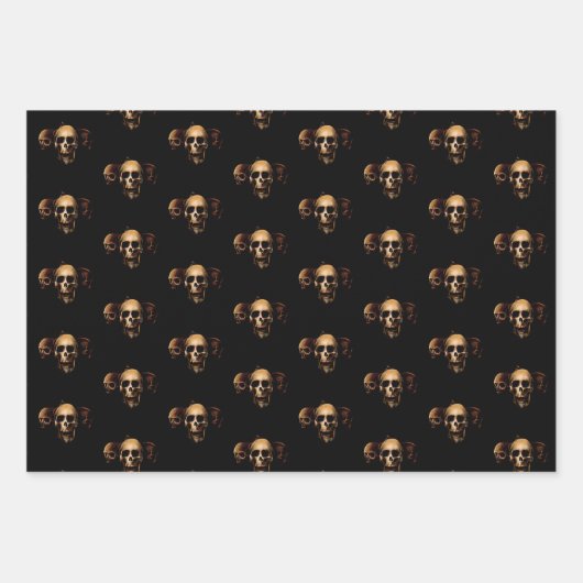 Skulls Mensch Schwarz Geschenkpapier Set (Vorderseite 3)