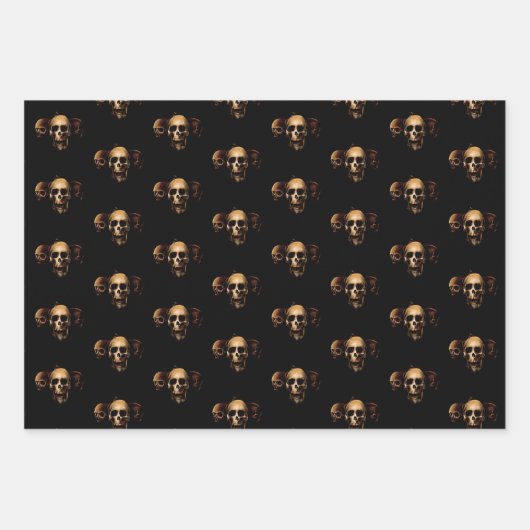 Skulls Mensch Schwarz Geschenkpapier Set (Vorderseite 2)
