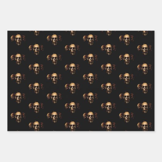 Skulls Mensch Schwarz Geschenkpapier Set (Vorderseite)