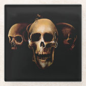 Skulls Mensch Schwarz Glasuntersetzer (Vorderseite)