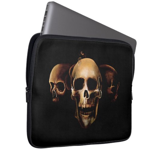 Skulls Mensch Schwarz Laptopschutzhülle (Vorne Rechts)