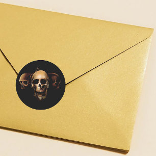 Skulls Mensch Schwarz Runder Aufkleber