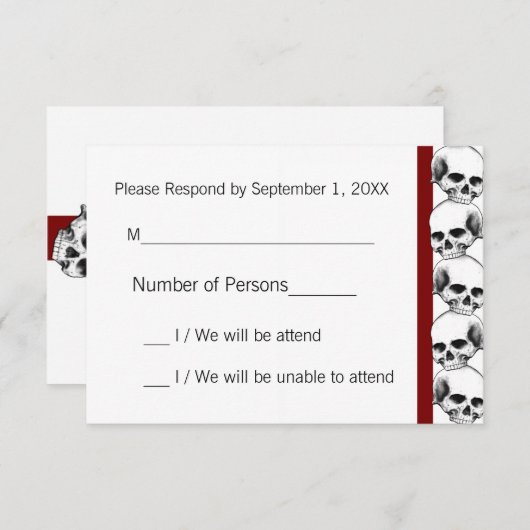Skulls mit Streifen(rot) RSVP-Karte RSVP Karte (Vorne/Hinten)