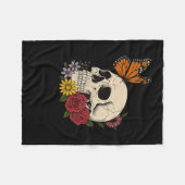 Skulls Monarch Butterfly Flowers Halloween Men Wom Fleecedecke (Vorderseite (Horizontal))