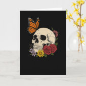 Skulls Monarch Butterfly Flowers Halloween Men Wom Karte (Gelbe Blume)