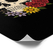 Skulls Monarch Butterfly Flowers Halloween Men Wom Poster (Ecke)