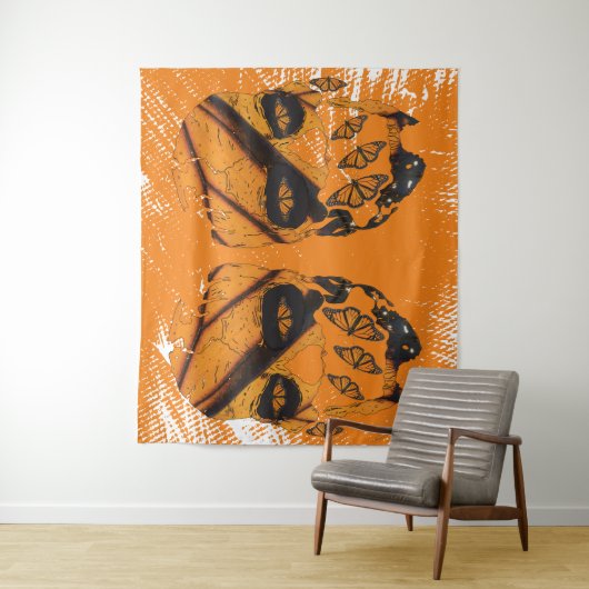 Skulls & Monarch Butterfly Wandteppich (Beispiel)