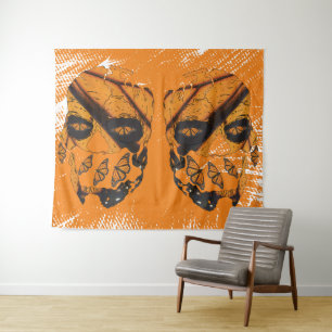 Skulls & Monarch Butterfly Wandteppich