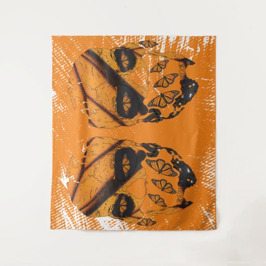 Skulls & Monarch Butterfly Wandteppich (Vorderseite)