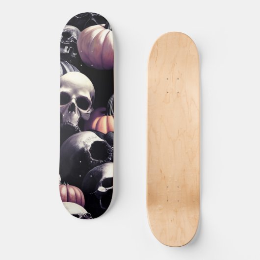 Skulls Muster, dämonisch, Horror Halloween Stil Skateboard (Vorderseite)