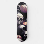 Skulls Muster, dämonisch, Horror Halloween Stil Skateboard (Vorderseite)