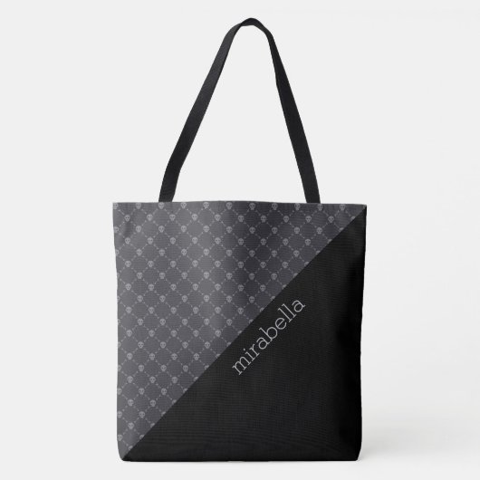 Skulls Muster Mit Monogramm Tote Bag Tasche (Vorderseite)