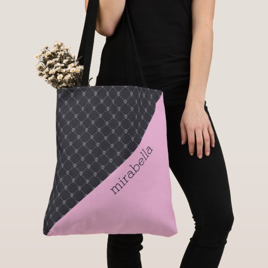 Skulls Muster Mit Monogramm Tote Bag Tasche (Von Nahem)