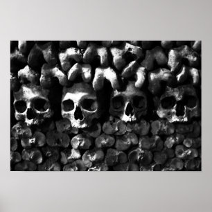Skulls - Paris Catacombs, Schwarzweiß Poster