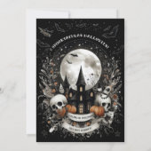 Skulls Pumpkin Spuk House Halloween Bash Gothic Einladung (Rückseite)