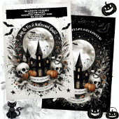 Skulls Pumpkin Spuk House Halloween Bash Gothic Einladung