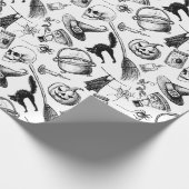 Skulls Pumpkins Broomsticks Bats Halloween Geschenkpapier (Ecke)