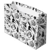 Skulls Pumpkins Broomsticks Bats Halloween Große Geschenktüte (Rückseite Schrägansicht)