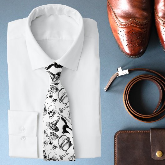 Skulls Pumpkins Broomsticks Bats Halloween Krawatte