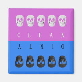Skulls reinigen dreckige Lila Blue Fun Reversible  Magnet