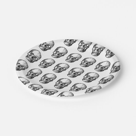 Skulls RIP 20s Sonniges 30stes Halloween Goth Gebu Pappteller (Schrägansicht)