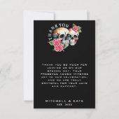 Skulls & Rose Black Wedding Dankeskarte (Vorderseite)