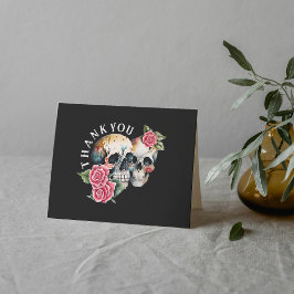 Skulls & Rose Black Wedding Dankeskarte