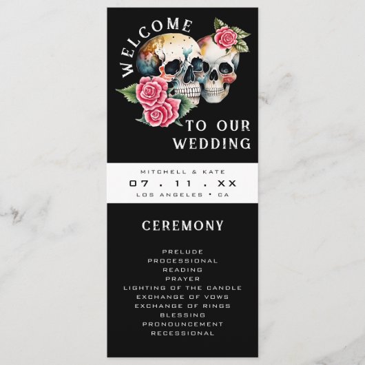 Skulls & Rose Black Wedding Programm (Vorderseite)