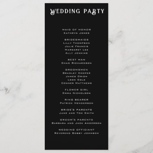 Skulls & Rose Black Wedding Programm (Rückseite)