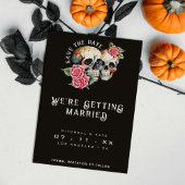 Skulls & Rose Black Wedding Save The Date