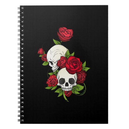 Skulls Rose Día de Muertos Notizblock (Vorderseite)