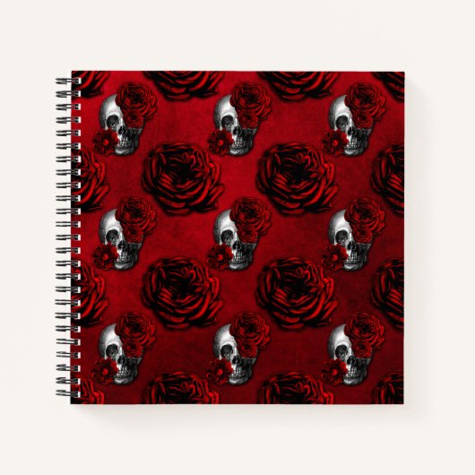 Skulls & Rose Gothic Red Notizblock (Vorderseite)
