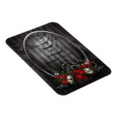 Skulls & Rose Gothic Save the Date Hochzeitsmagnet Magnet (Rechte Seite)