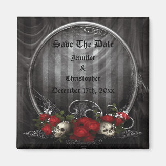 Skulls & Rose Gothic Save the Date Hochzeitsmagnet Magnet