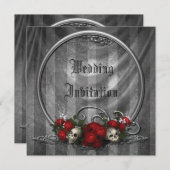 Skulls & Rose Gotische Hochzeit Einladung (Vorne/Hinten)